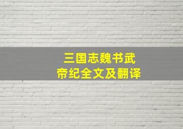 三国志魏书武帝纪全文及翻译