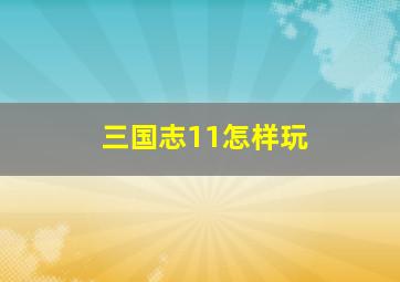 三国志11怎样玩