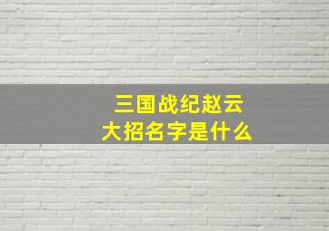 三国战纪赵云大招名字是什么