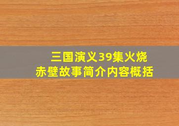 三国演义39集火烧赤壁故事简介内容概括