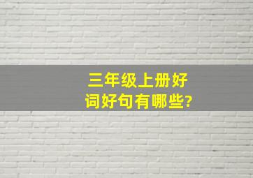 三年级上册好词好句有哪些?