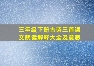 三年级下册古诗三首课文朗读解释大全及意思