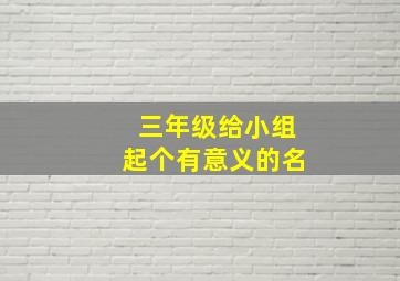 三年级给小组起个有意义的名