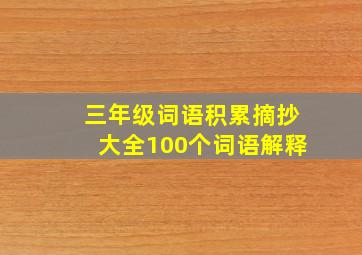 三年级词语积累摘抄大全100个词语解释