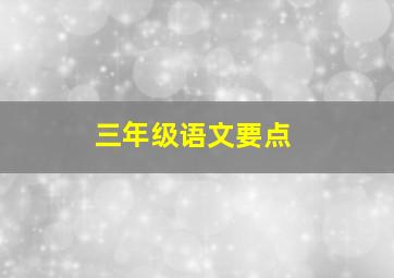 三年级语文要点