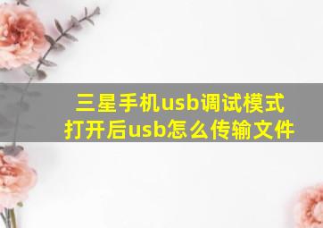 三星手机usb调试模式打开后usb怎么传输文件