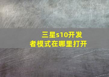 三星s10开发者模式在哪里打开