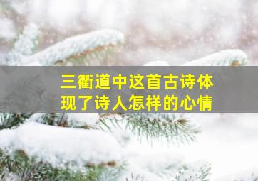 三衢道中这首古诗体现了诗人怎样的心情