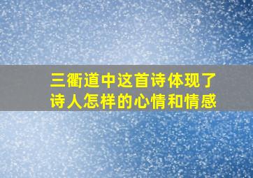 三衢道中这首诗体现了诗人怎样的心情和情感