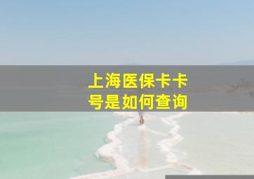 上海医保卡卡号是如何查询