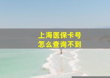 上海医保卡号怎么查询不到