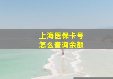 上海医保卡号怎么查询余额