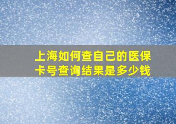 上海如何查自己的医保卡号查询结果是多少钱