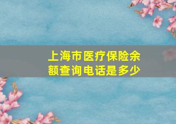 上海市医疗保险余额查询电话是多少