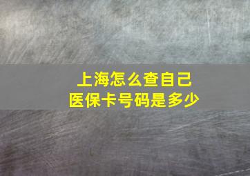 上海怎么查自己医保卡号码是多少