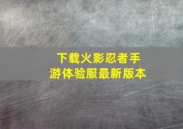 下载火影忍者手游体验服最新版本