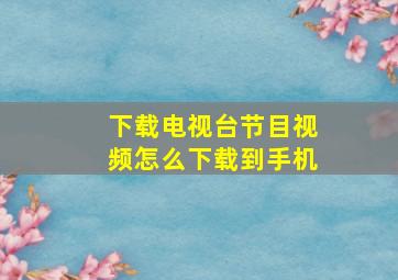 下载电视台节目视频怎么下载到手机