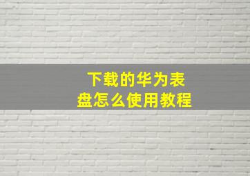 下载的华为表盘怎么使用教程