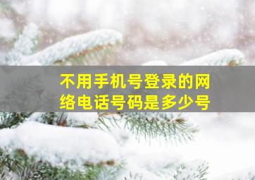 不用手机号登录的网络电话号码是多少号