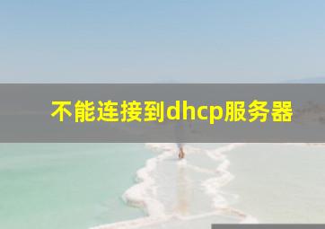 不能连接到dhcp服务器