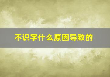 不识字什么原因导致的