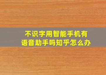 不识字用智能手机有语音助手吗知乎怎么办