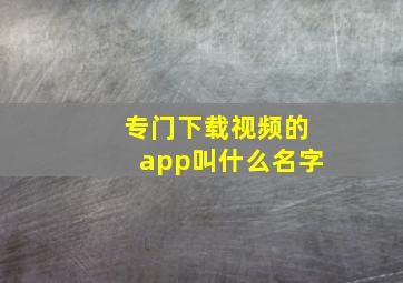 专门下载视频的app叫什么名字