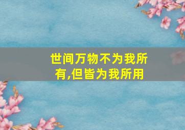 世间万物不为我所有,但皆为我所用