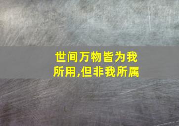 世间万物皆为我所用,但非我所属