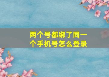 两个号都绑了同一个手机号怎么登录