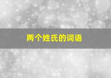 两个姓氏的词语