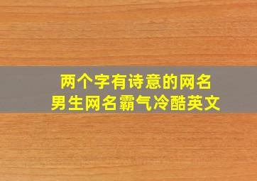 两个字有诗意的网名男生网名霸气冷酷英文