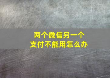 两个微信另一个支付不能用怎么办