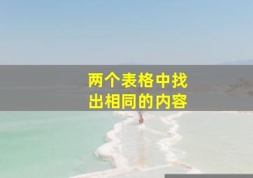 两个表格中找出相同的内容