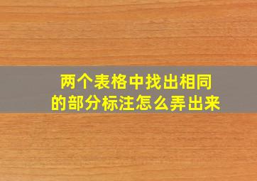 两个表格中找出相同的部分标注怎么弄出来