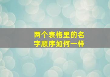 两个表格里的名字顺序如何一样