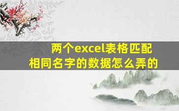 两个excel表格匹配相同名字的数据怎么弄的