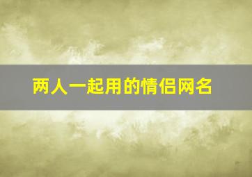 两人一起用的情侣网名