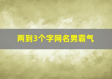 两到3个字网名男霸气