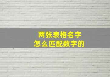 两张表格名字怎么匹配数字的