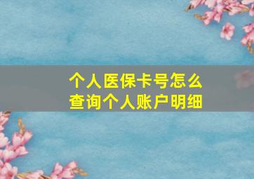 个人医保卡号怎么查询个人账户明细