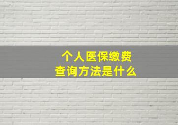 个人医保缴费查询方法是什么