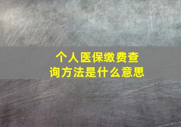 个人医保缴费查询方法是什么意思