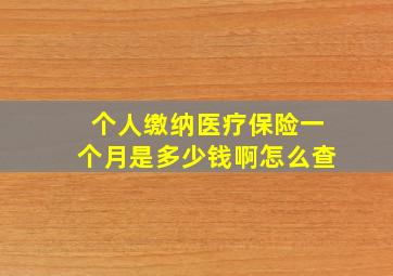 个人缴纳医疗保险一个月是多少钱啊怎么查