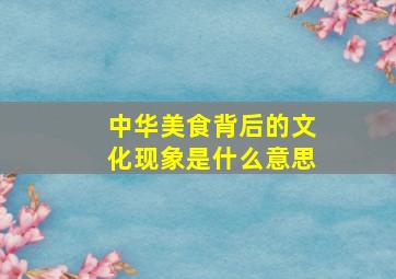 中华美食背后的文化现象是什么意思