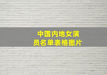 中国内地女演员名单表格图片