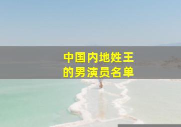 中国内地姓王的男演员名单