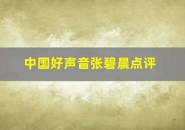 中国好声音张碧晨点评