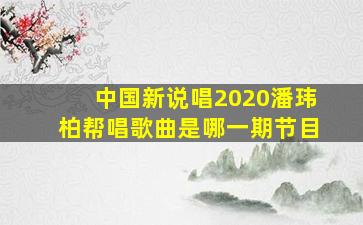 中国新说唱2020潘玮柏帮唱歌曲是哪一期节目