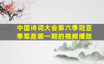 中国诗词大会第六季冠亚季军是哪一期的视频播放